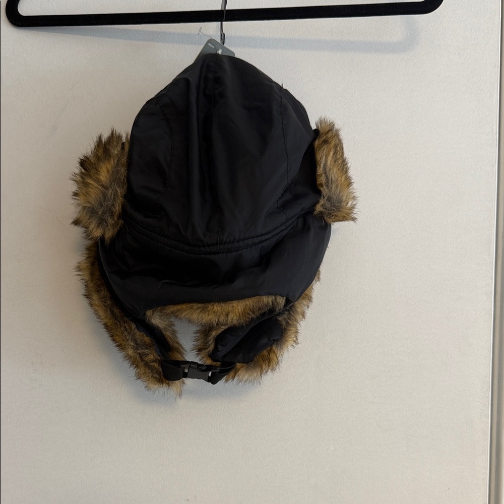 Igloo Winter Hat with Black Shell and Brown Fur